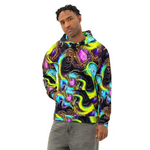Blacklight Botanica on a Cotton Hoodie