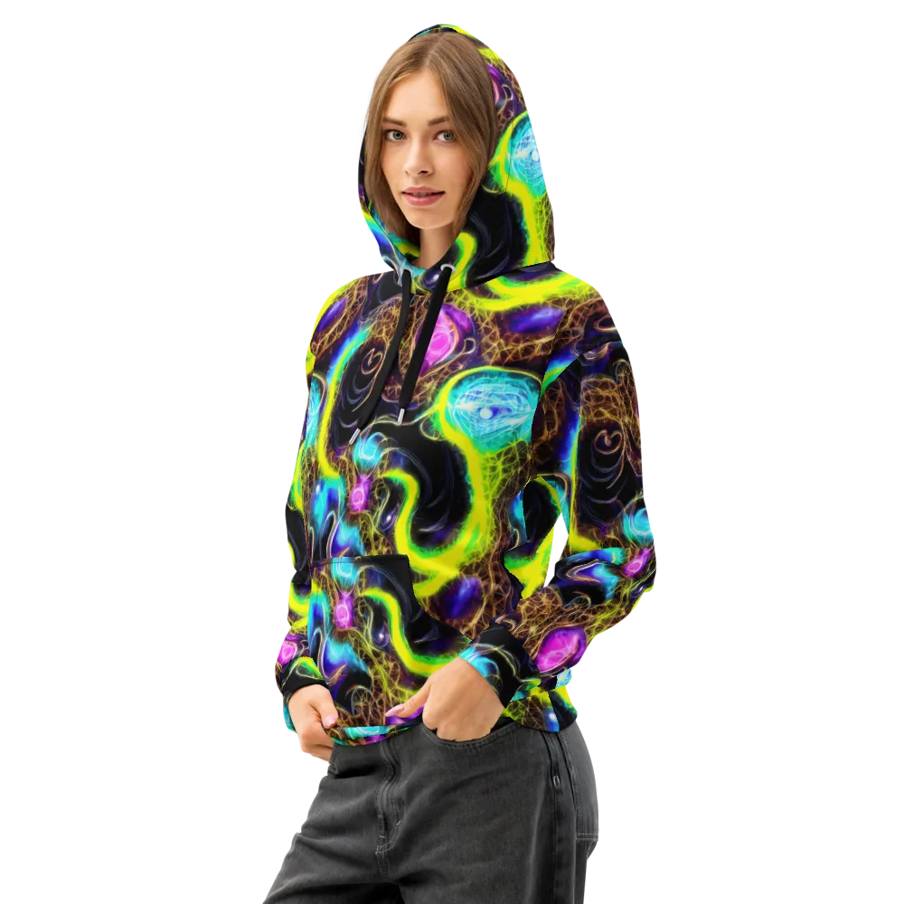Blacklight Botanica on Cotton Hoodie — Left Front