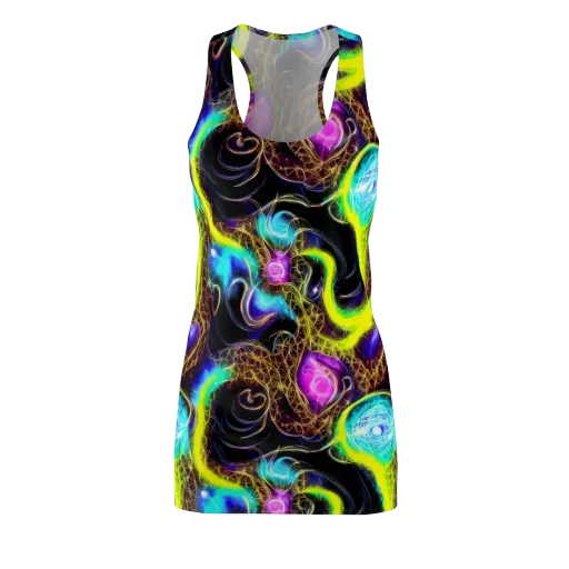 Blacklight Botanica on a Racerback Dress