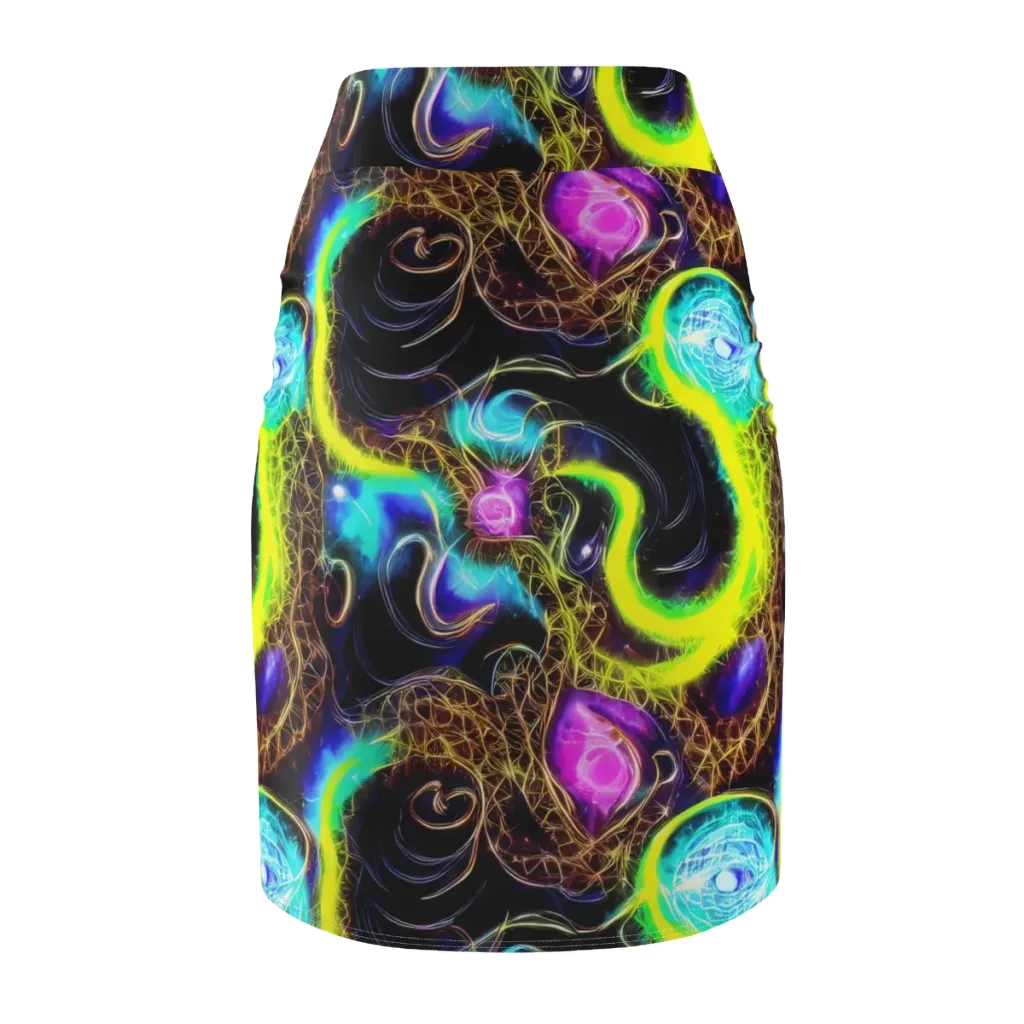 Blacklight Botanica on Pencil Skirt — Back