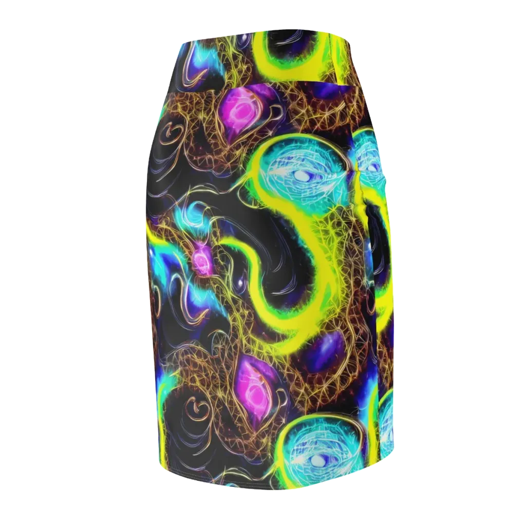 Blacklight Botanica on Pencil Skirt — Back Side