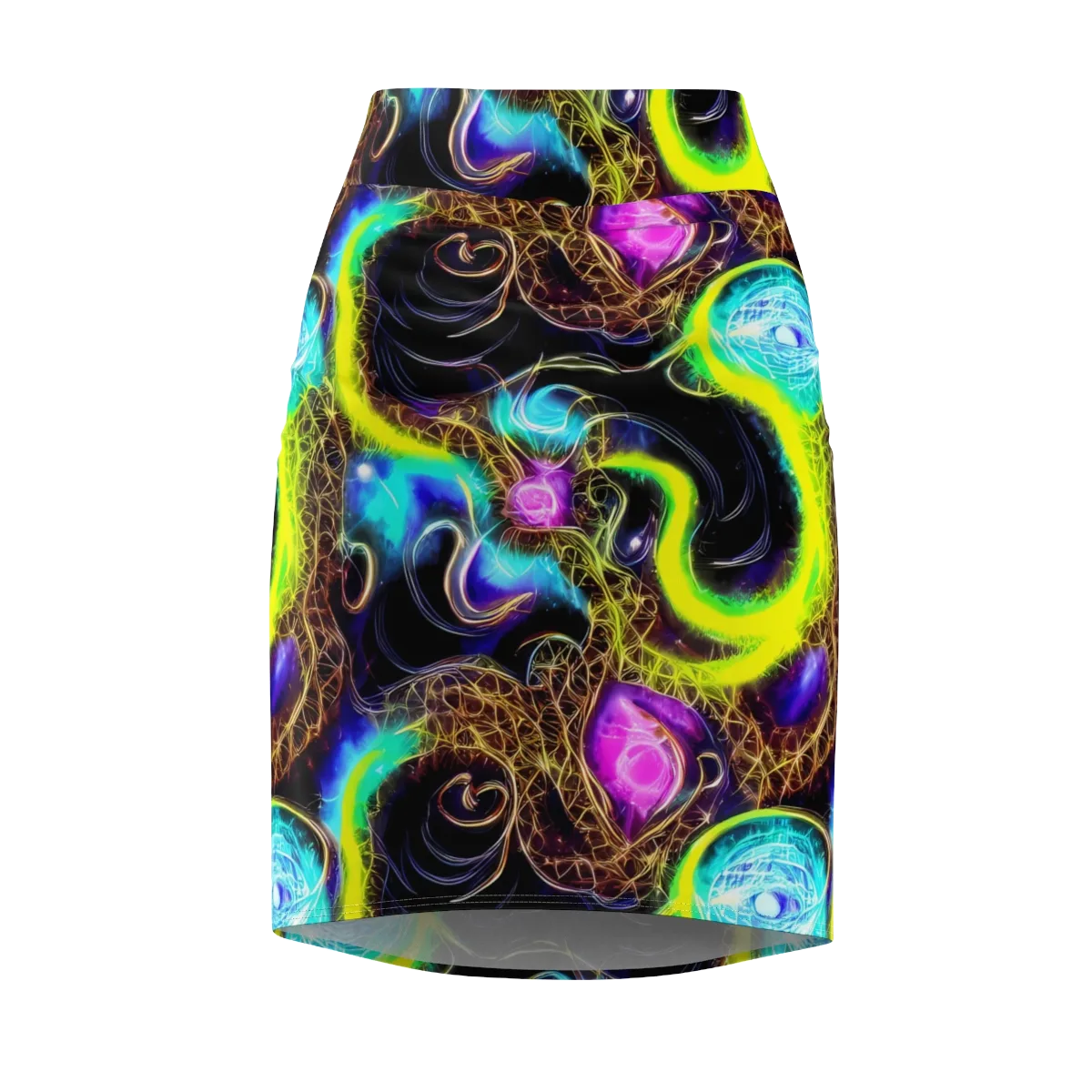 Blacklight Botanica on Pencil Skirt — Front