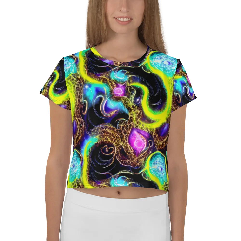 Blacklight Botanica on Crop Tee — Front