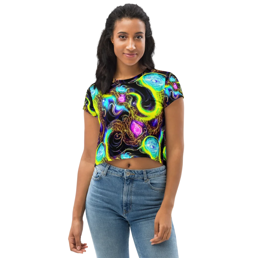 Blacklight Botanica on Crop Tee — Front