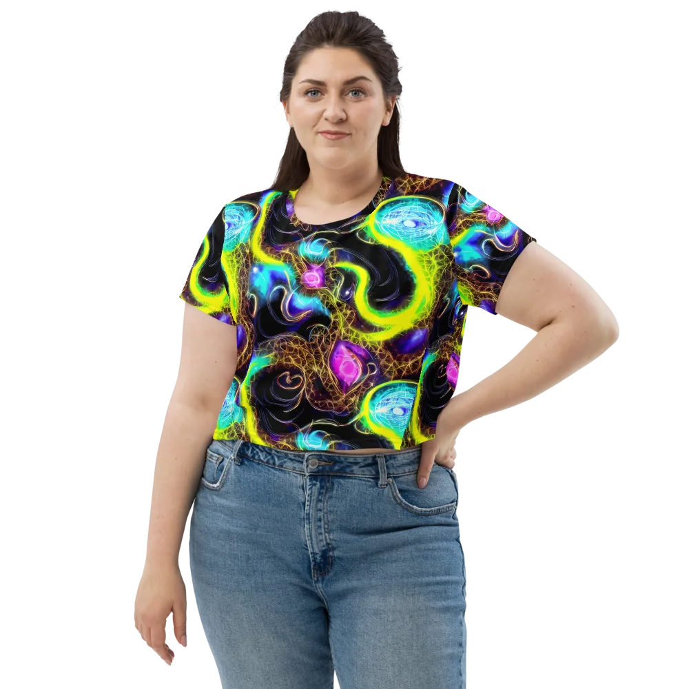 Blacklight Botanica on Crop Tee — Front