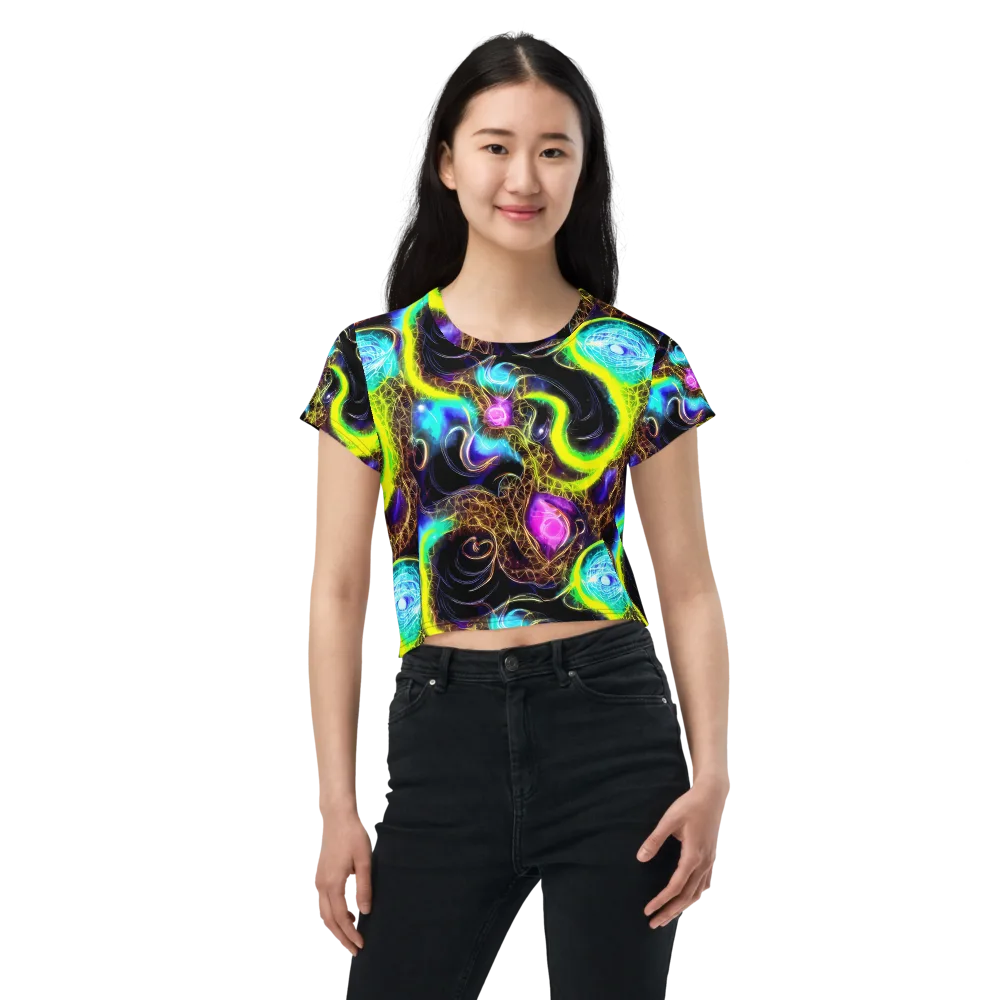 Blacklight Botanica on Crop Tee — Front