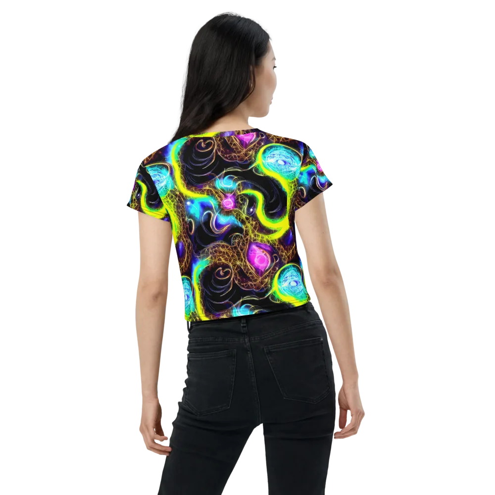 Blacklight Botanica on Crop Tee — Back