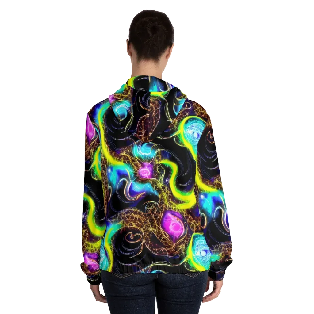 Blacklight Botanica on Women's Full-Zip Hoodie — Back On Person