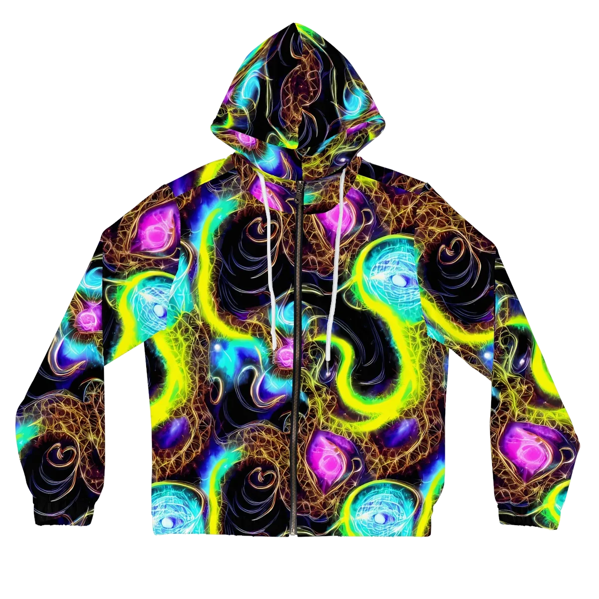 Blacklight Botanica on Women's Full-Zip Hoodie — Front