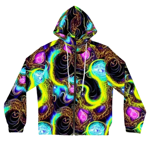 Blacklight Botanica on a Women's Full-Zip Hoodie