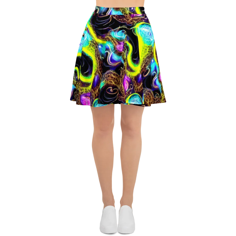 Blacklight Botanica on Skater Skirt — Front