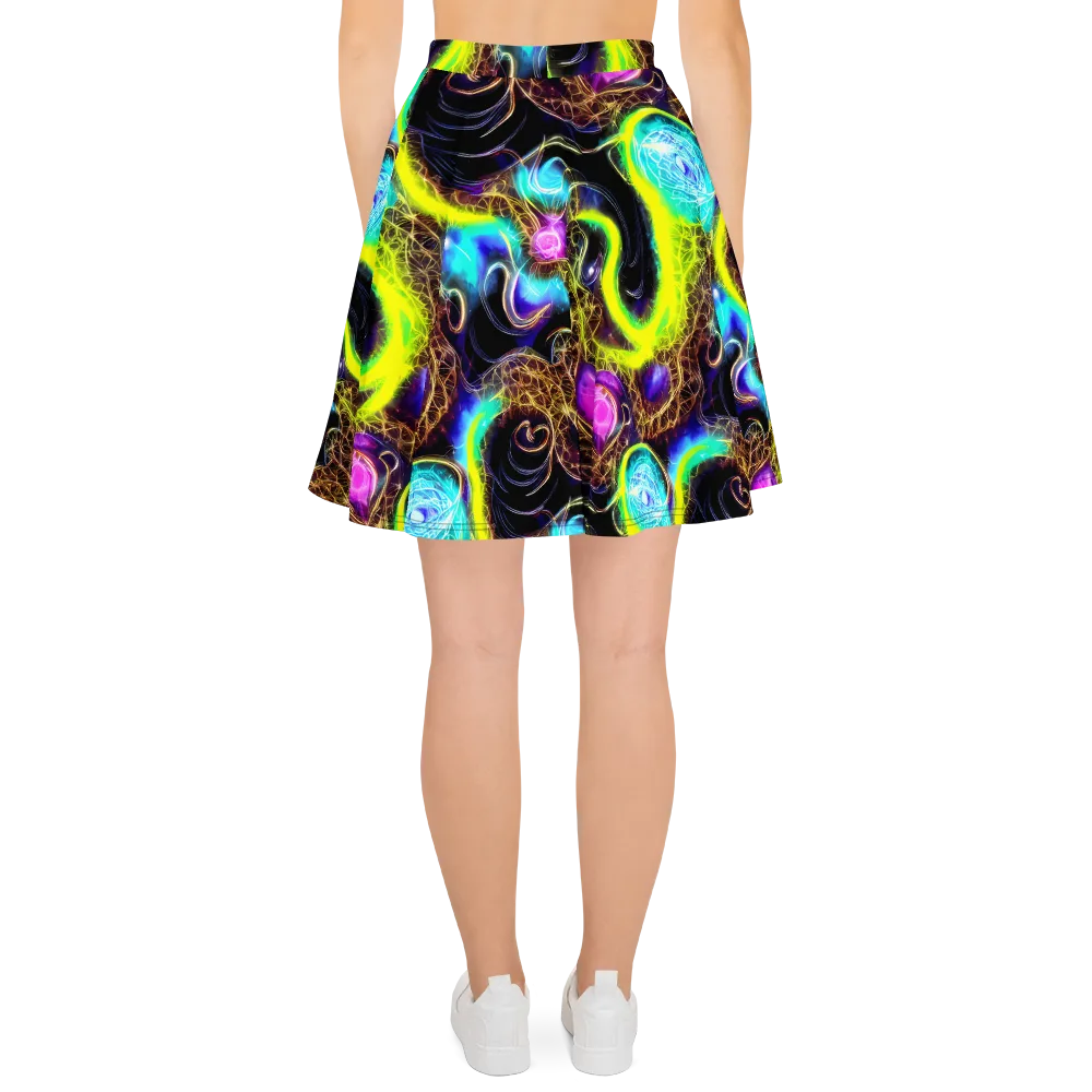 Blacklight Botanica on Skater Skirt — Back