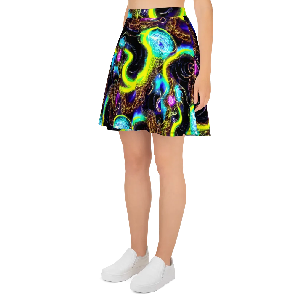 Blacklight Botanica on Skater Skirt — Left