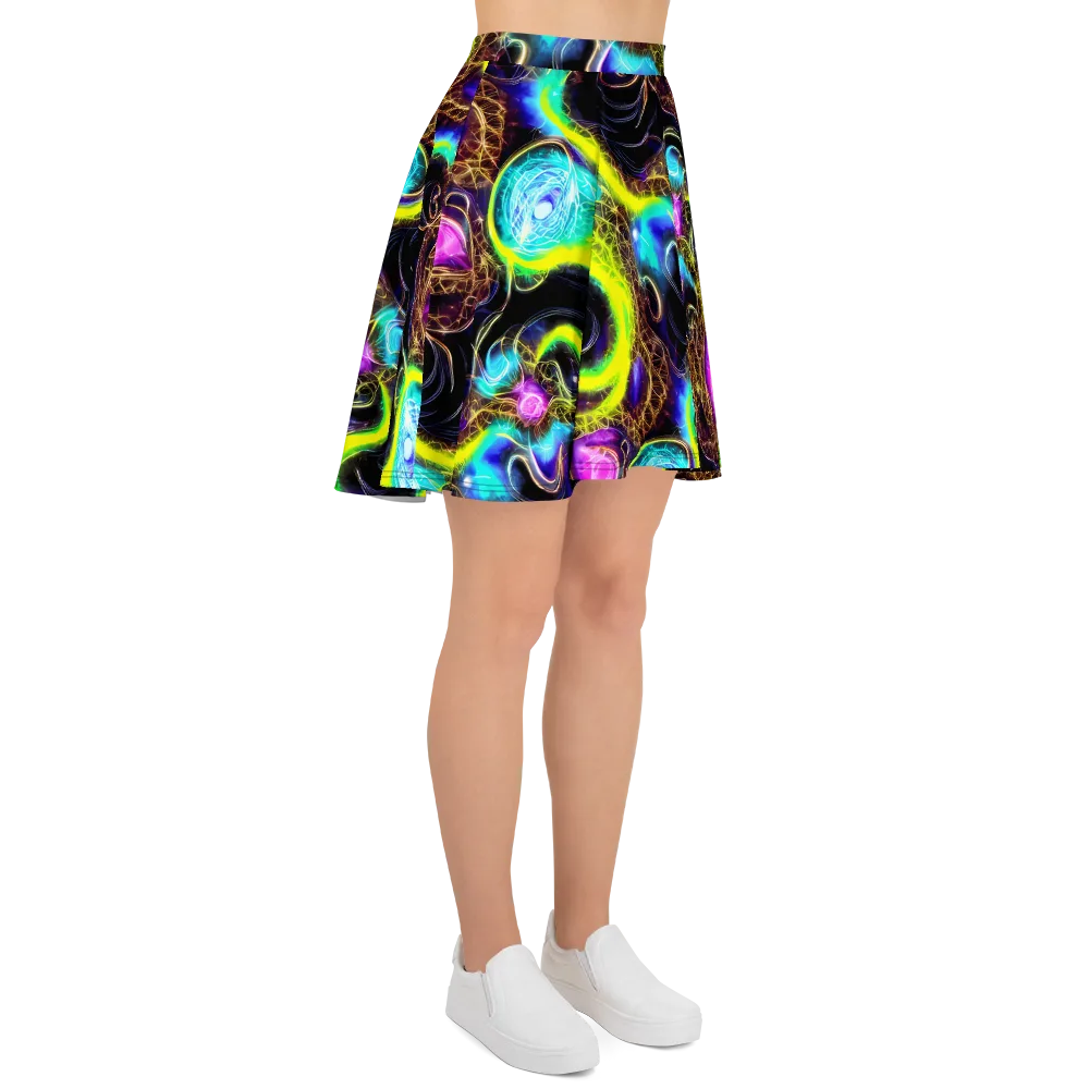 Blacklight Botanica on Skater Skirt — Right