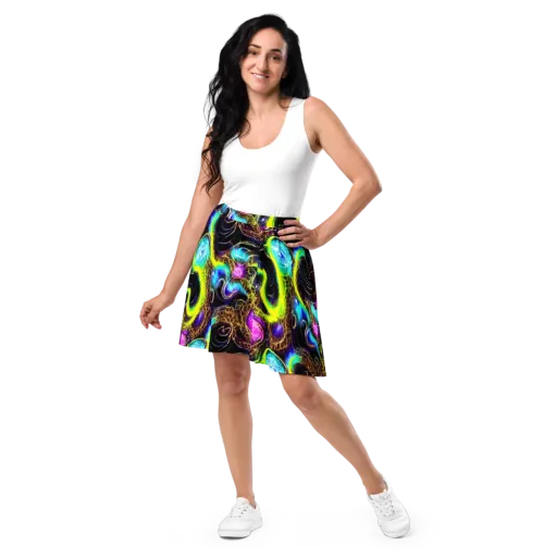 Blacklight Botanica on a Skater Skirt