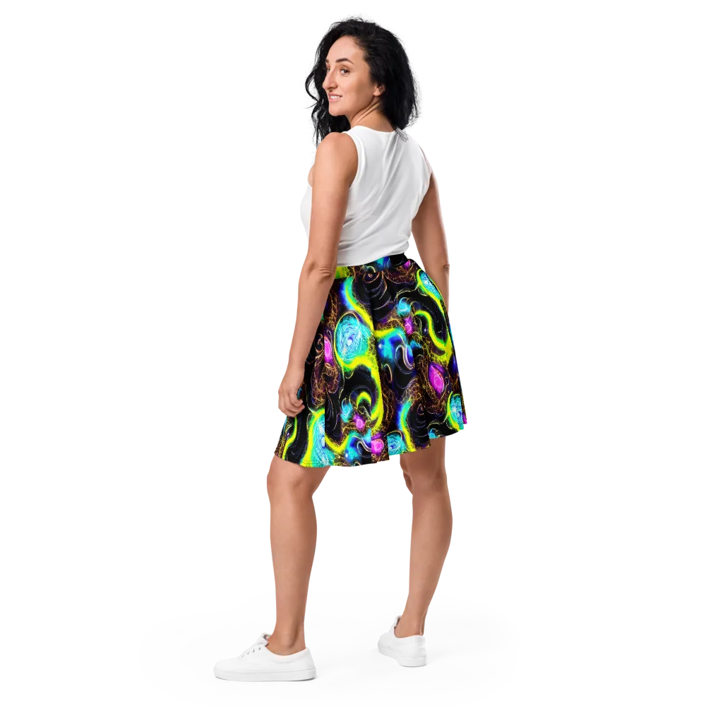 Blacklight Botanica on Skater Skirt — Back
