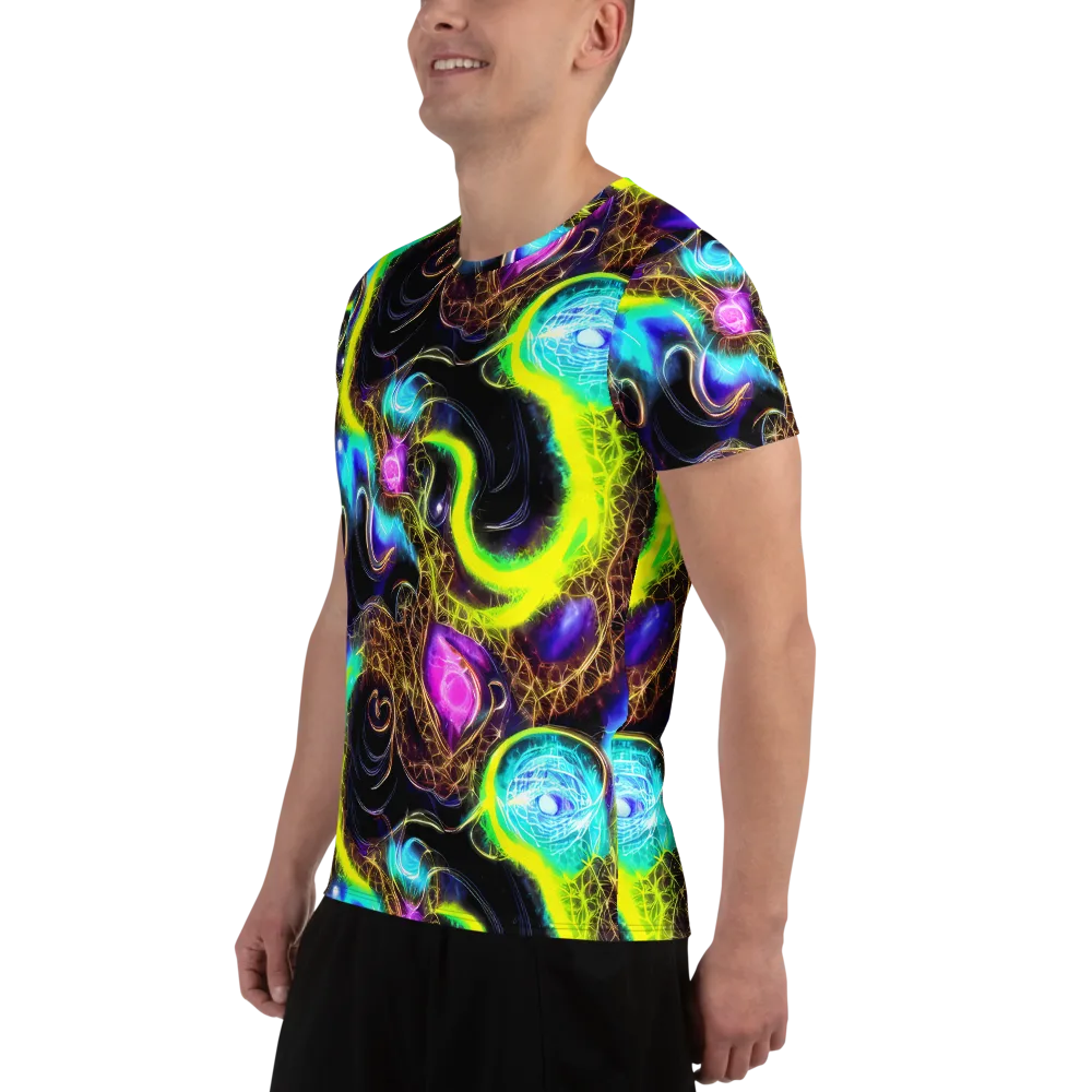 Blacklight Botanica on Men's Athletic T-Shirt — Left