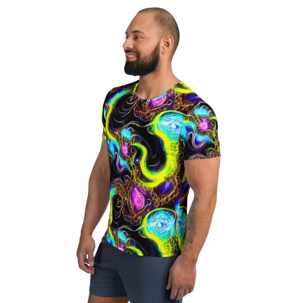 Blacklight Botanica on Men's Athletic T-Shirt — Left