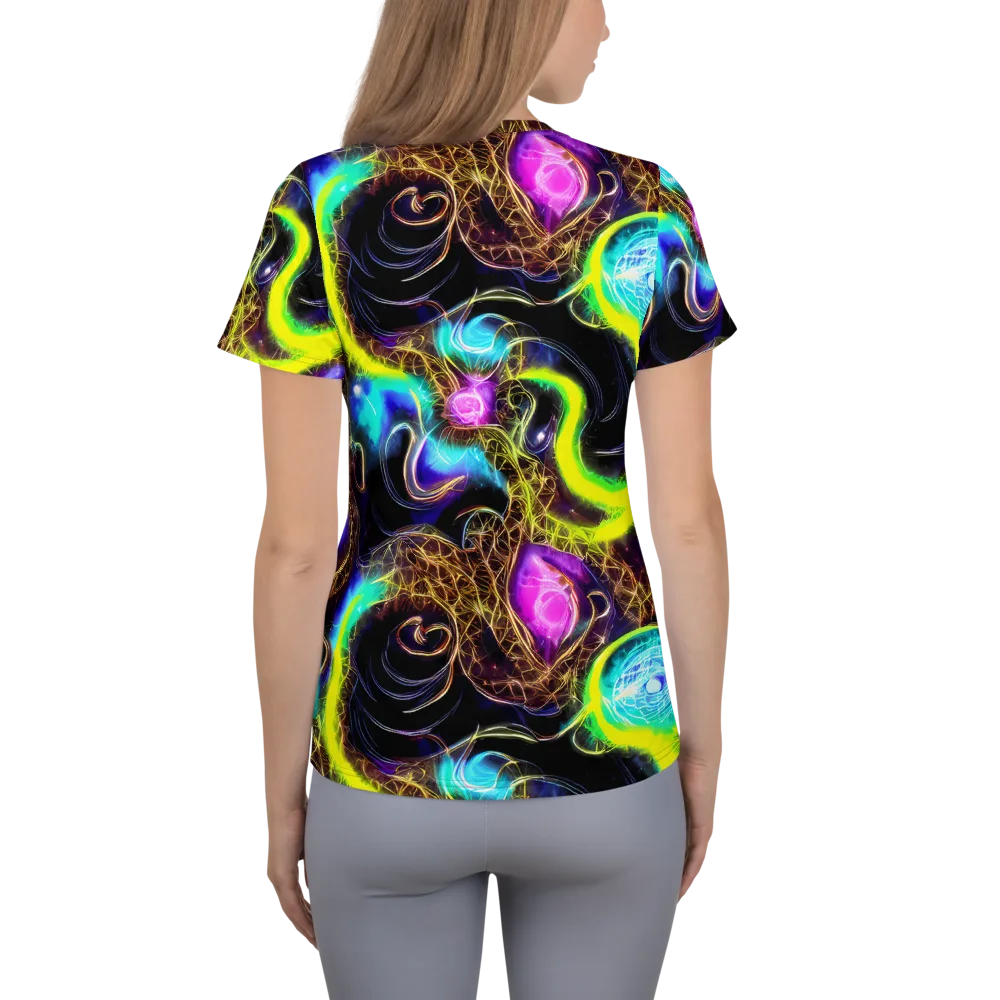 Blacklight Botanica on Women's Athletic T-Shirt — Back