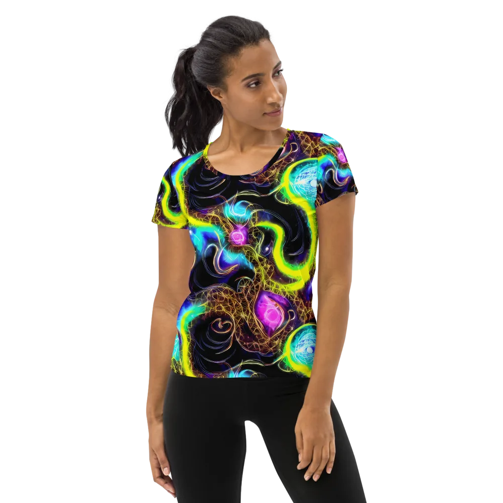 Blacklight Botanica on Women's Athletic T-Shirt — Front
