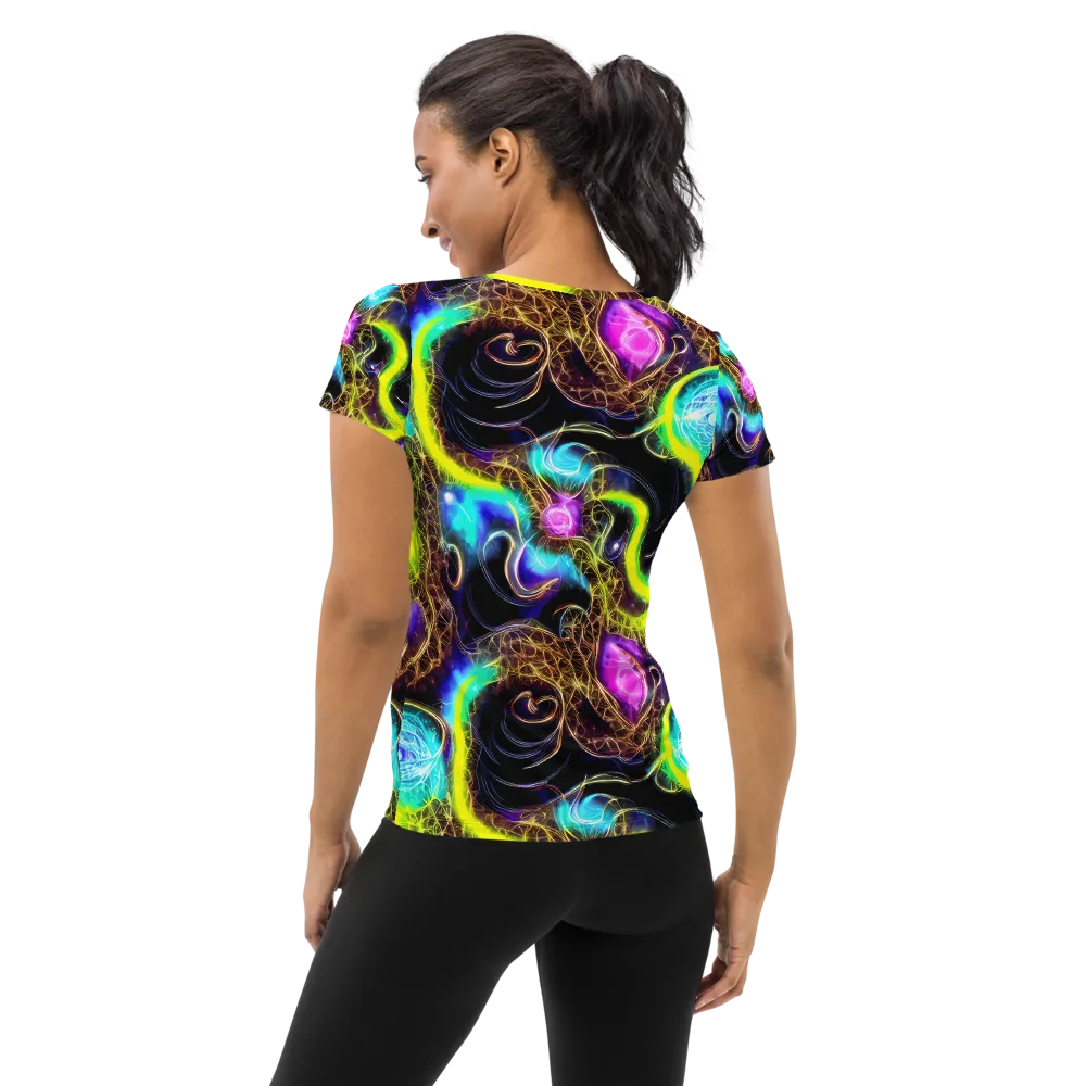 Blacklight Botanica on Women's Athletic T-Shirt — Back