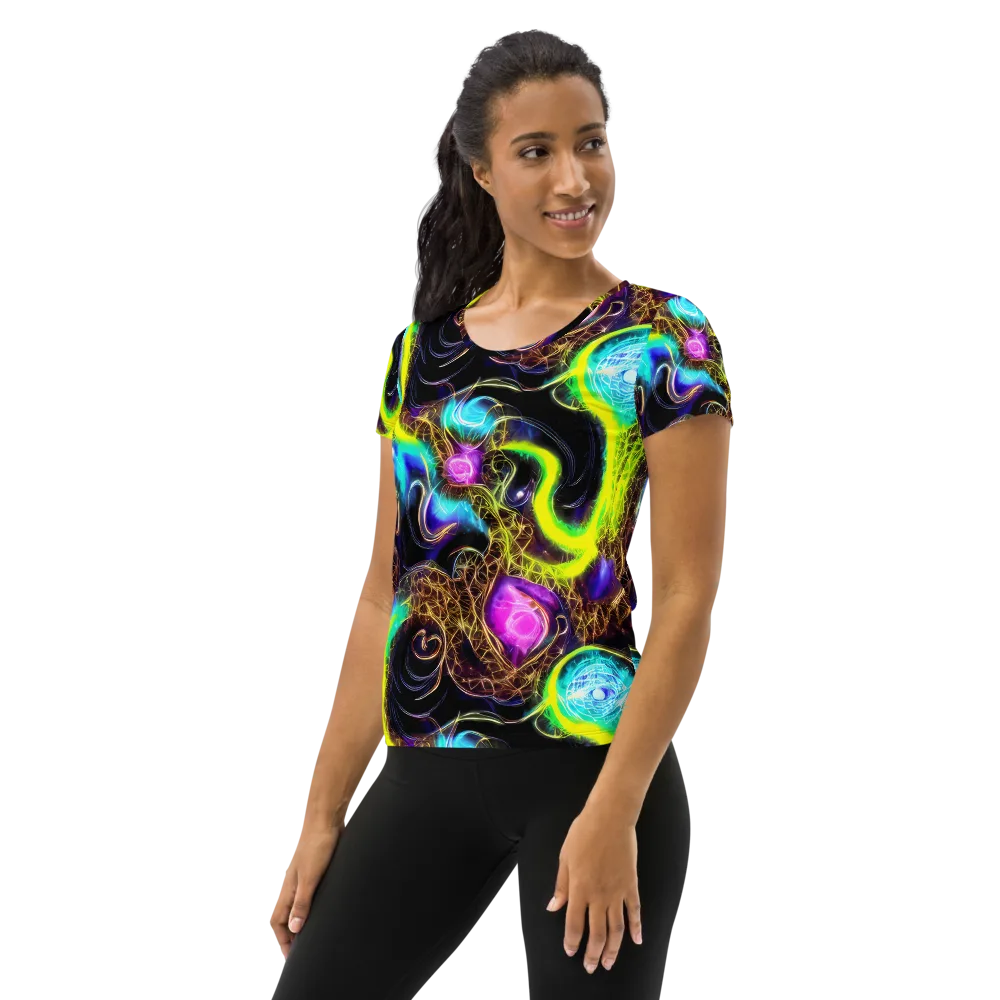 Blacklight Botanica on Women's Athletic T-Shirt — Left