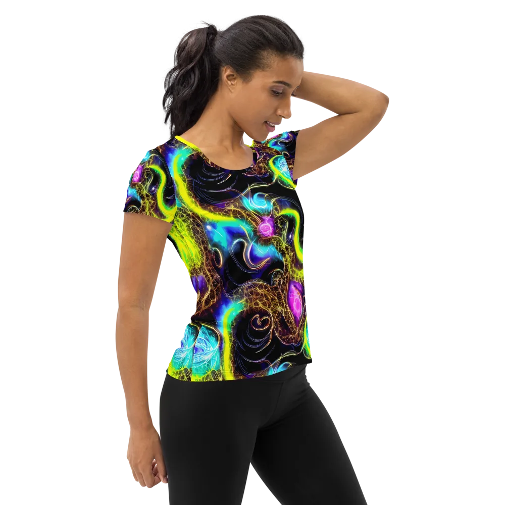 Blacklight Botanica on Women's Athletic T-Shirt — Right