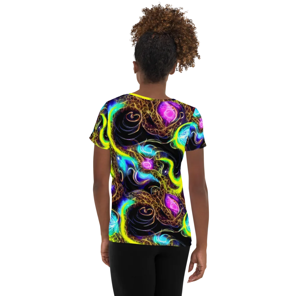 Blacklight Botanica on Women's Athletic T-Shirt — Back