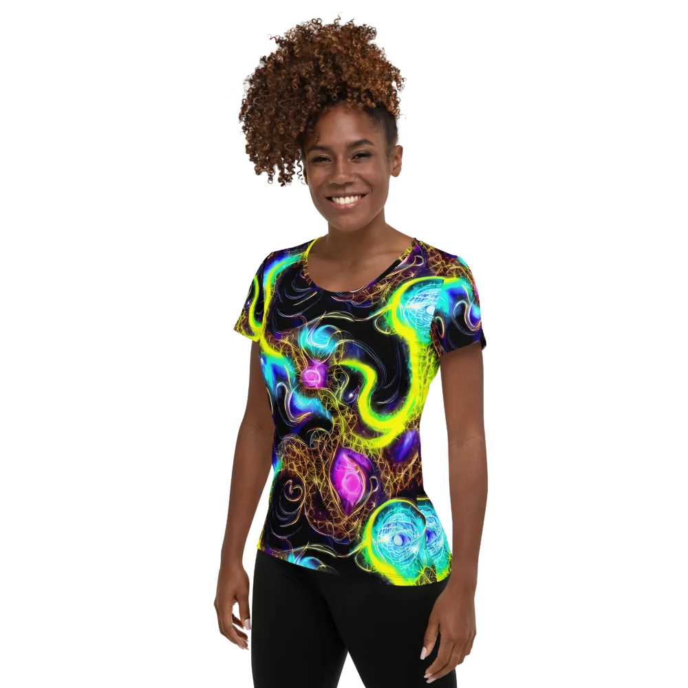 Blacklight Botanica on Women's Athletic T-Shirt — Left
