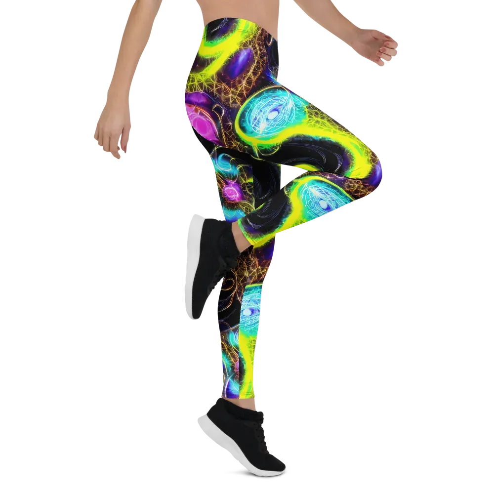 Blacklight Botanica on Leggings — Right