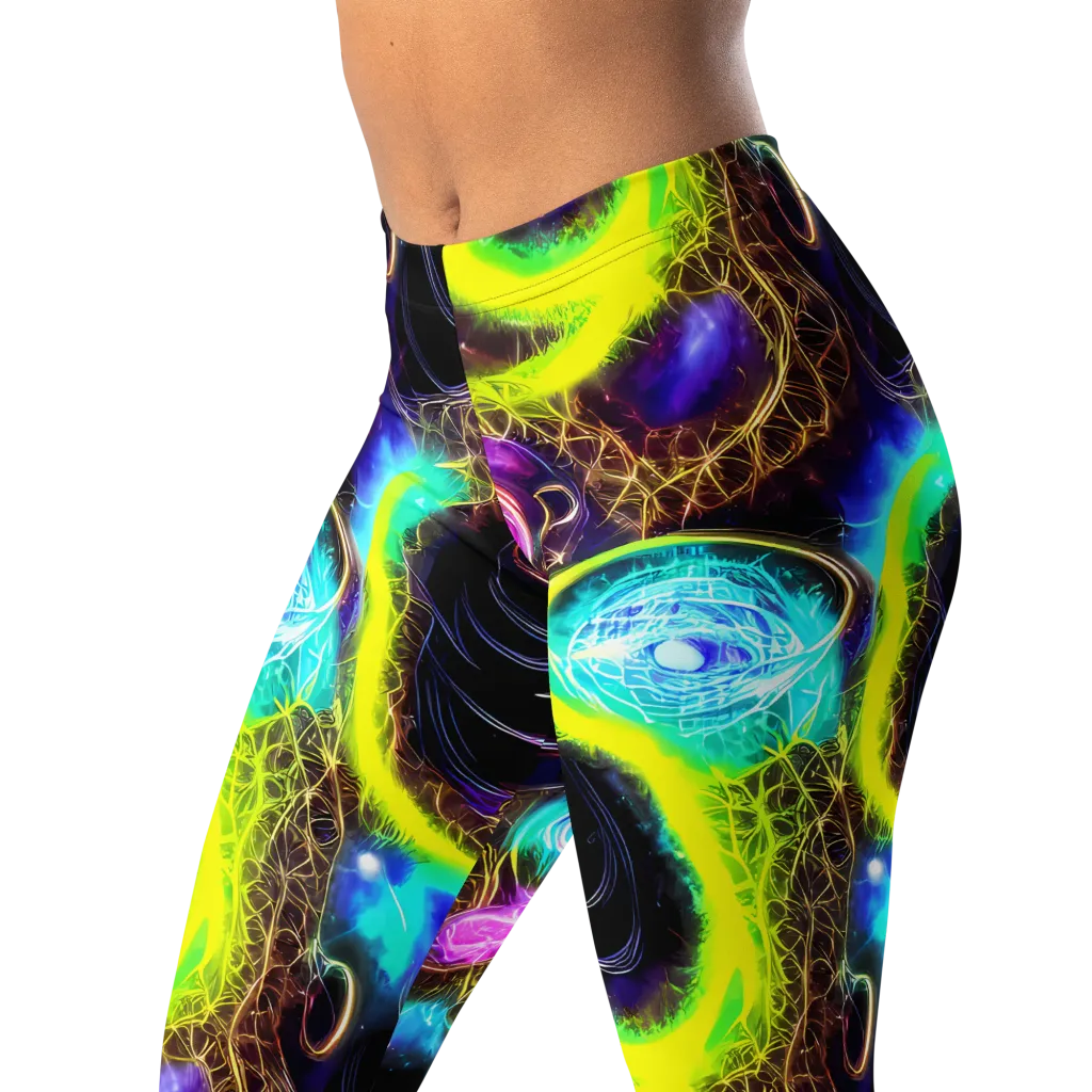 Blacklight Botanica on Leggings — Left Front