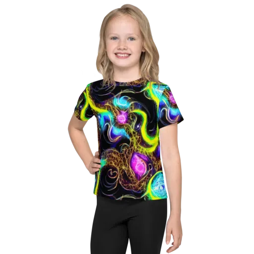 Blacklight Botanica on a Kids Crew Neck T-Shirt