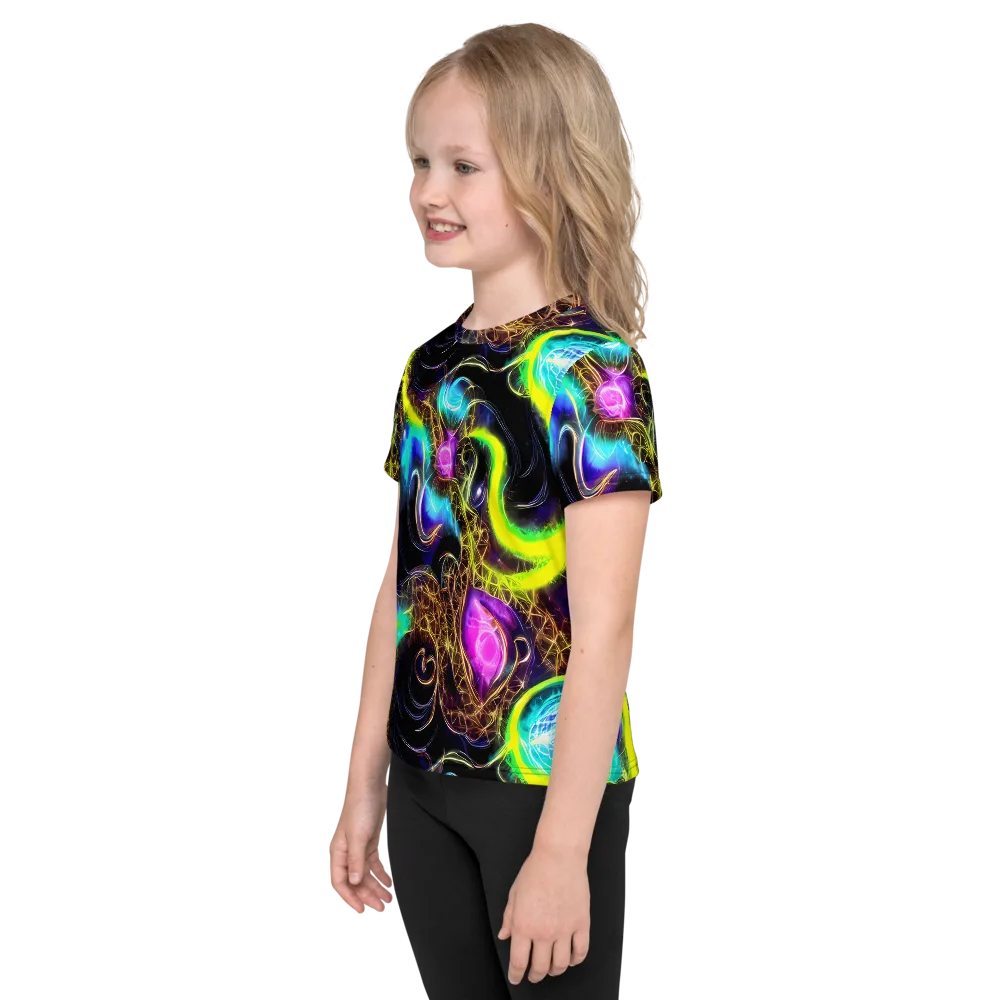 Blacklight Botanica on Kids Crew Neck T-Shirt — Left