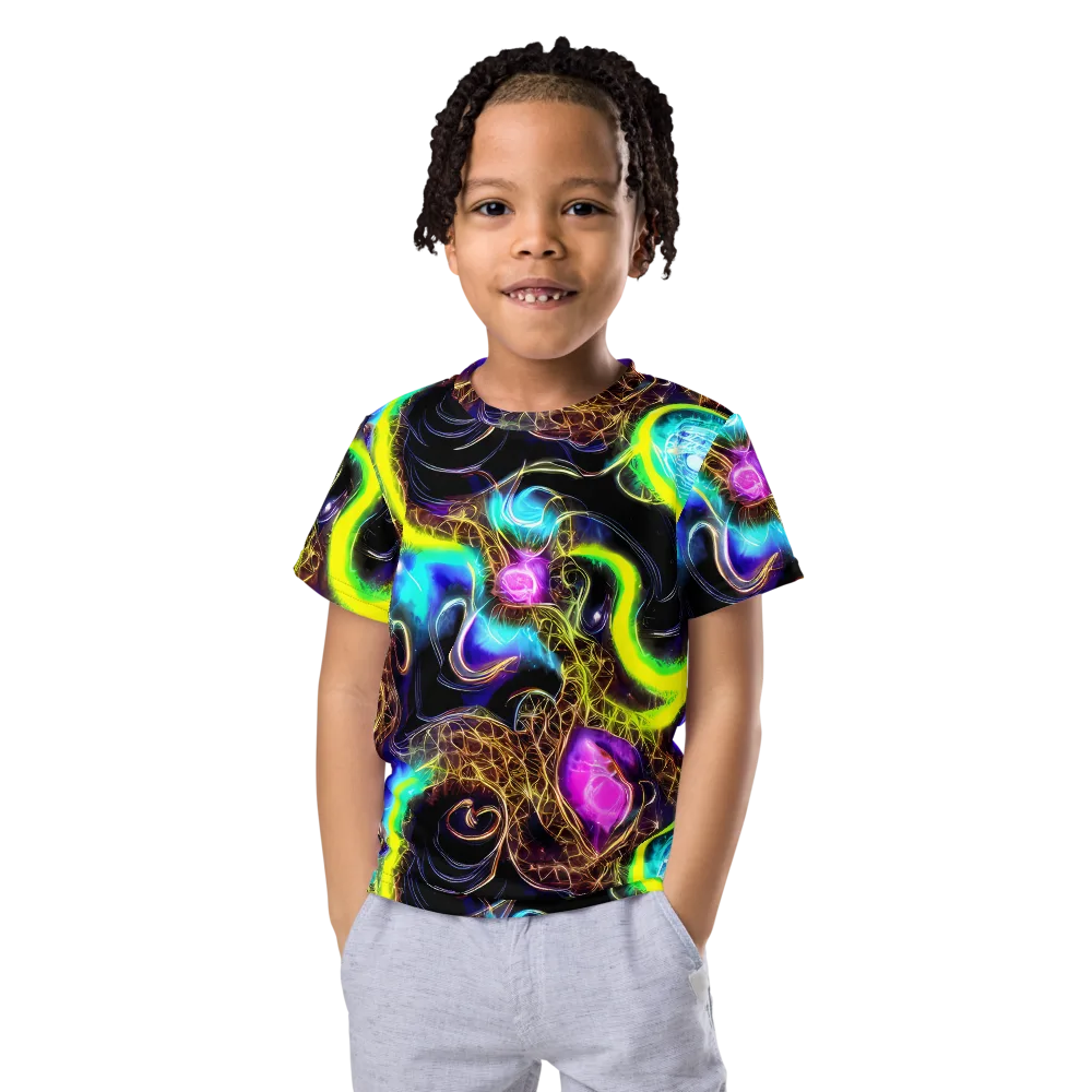 Blacklight Botanica on Kids Crew Neck T-Shirt — Front
