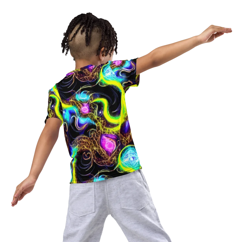 Blacklight Botanica on Kids Crew Neck T-Shirt — Back