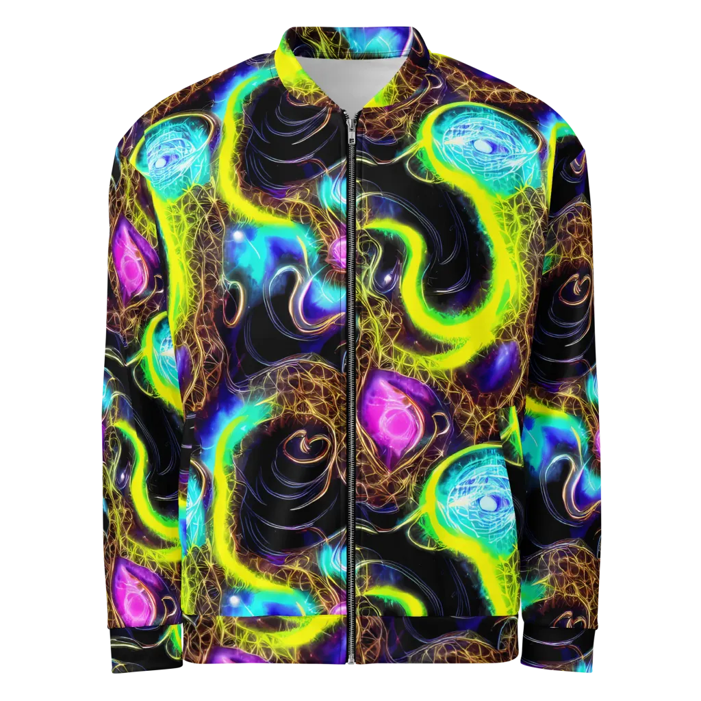 Blacklight Botanica on Bomber Jacket — Front