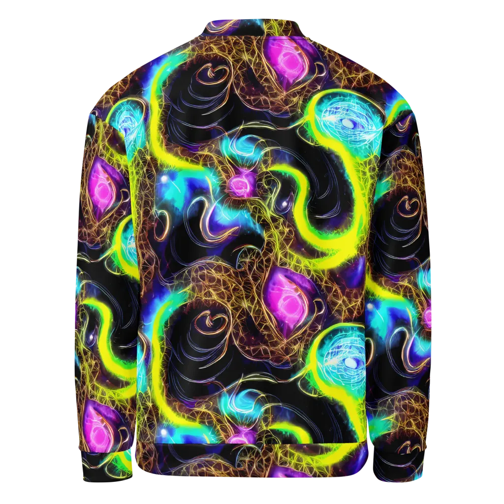 Blacklight Botanica on Bomber Jacket — Back