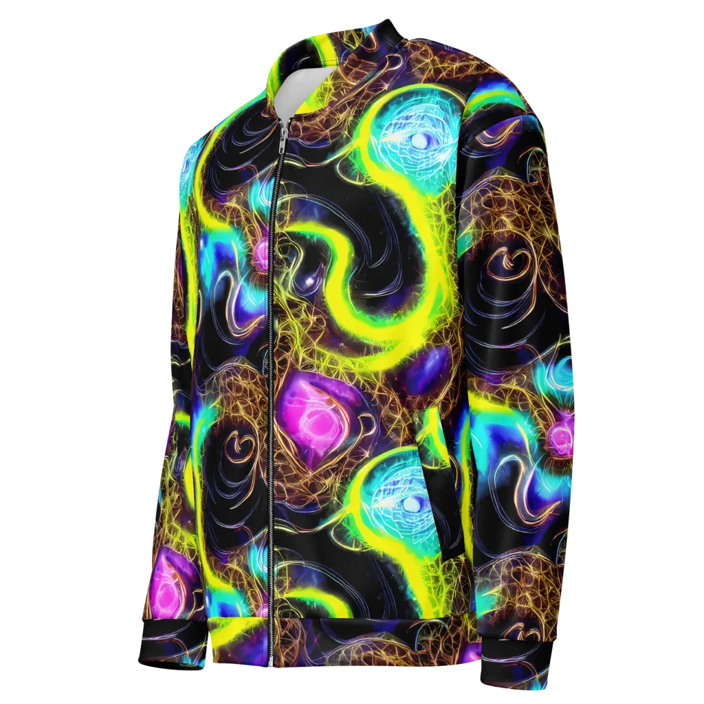 Blacklight Botanica on Bomber Jacket — Left Front