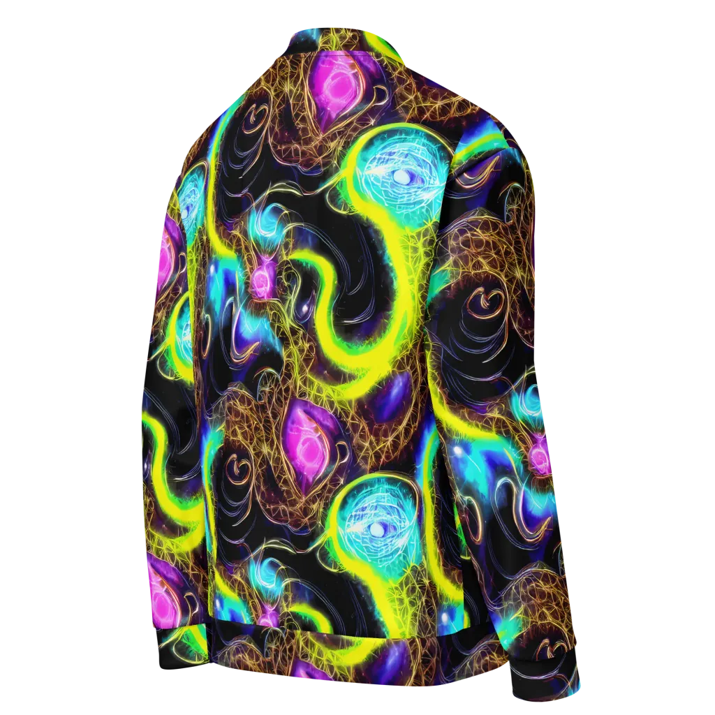 Blacklight Botanica on Bomber Jacket — Right Back