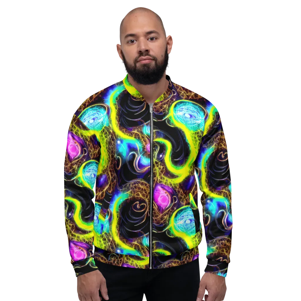 Blacklight Botanica on Bomber Jacket — Front