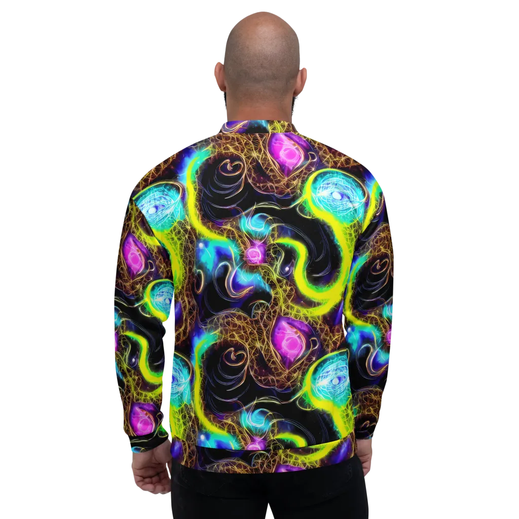 Blacklight Botanica on Bomber Jacket — Back