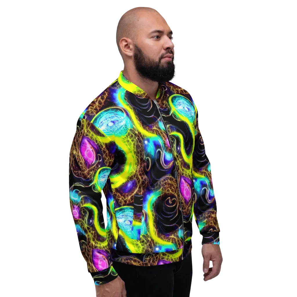 Blacklight Botanica on Bomber Jacket — Right