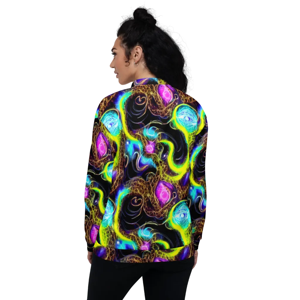 Blacklight Botanica on Bomber Jacket — Back