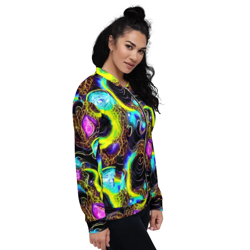 Blacklight Botanica on Bomber Jacket — Right