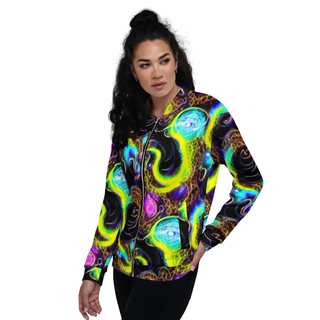 Blacklight Botanica on Bomber Jacket — Left
