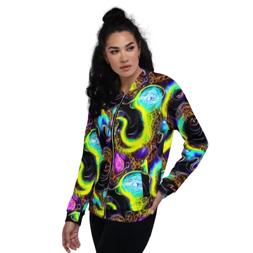 Blacklight Botanica on a Bomber Jacket