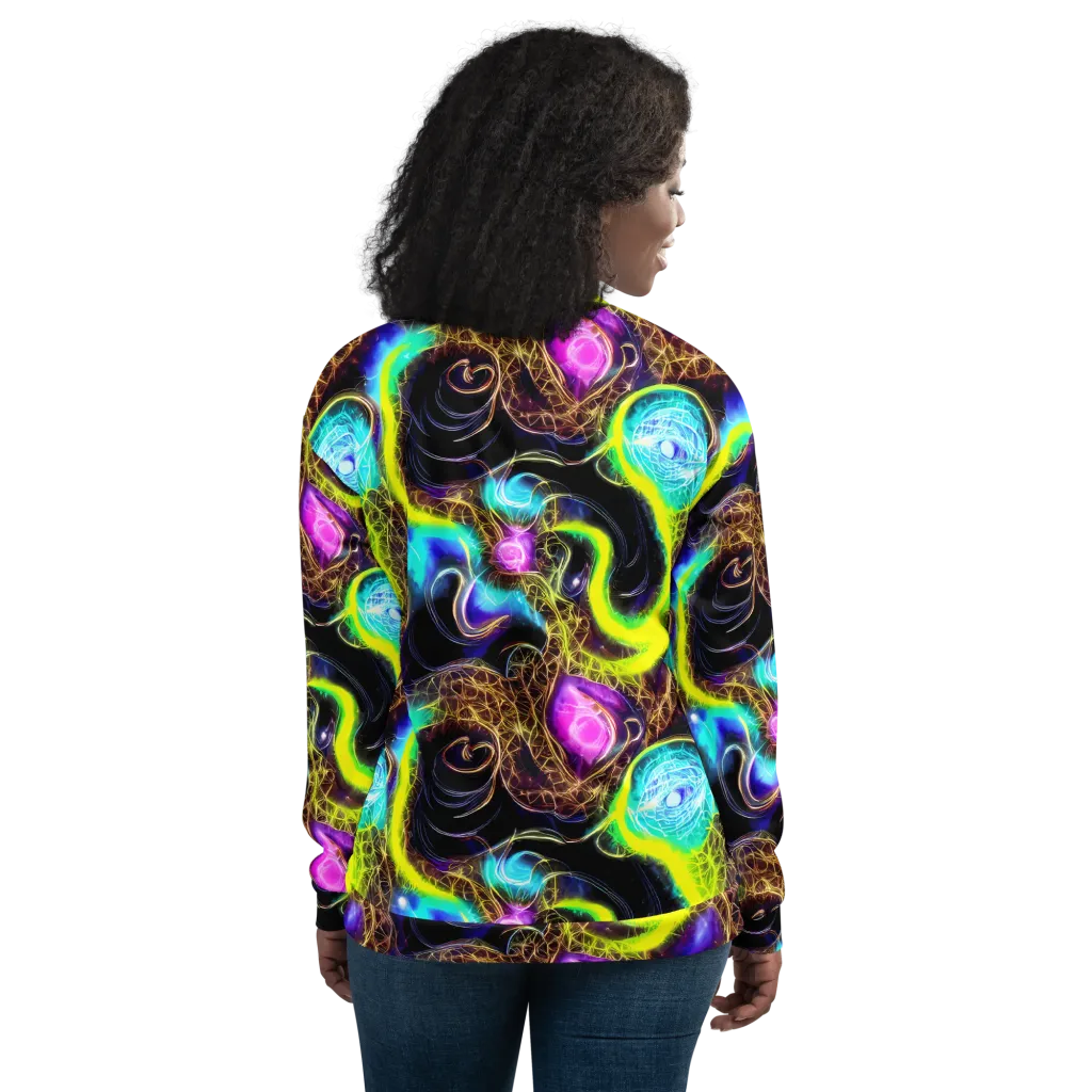 Blacklight Botanica on Bomber Jacket — Back