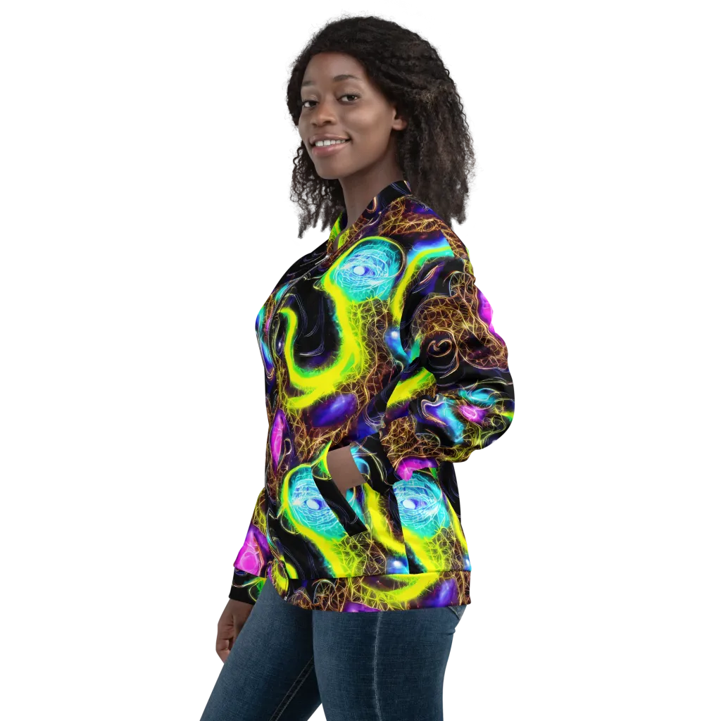 Blacklight Botanica on Bomber Jacket — Left