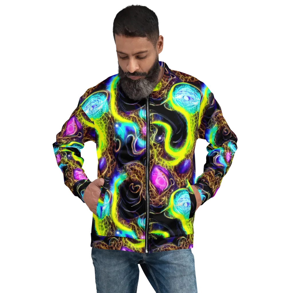 Blacklight Botanica on Bomber Jacket — Front
