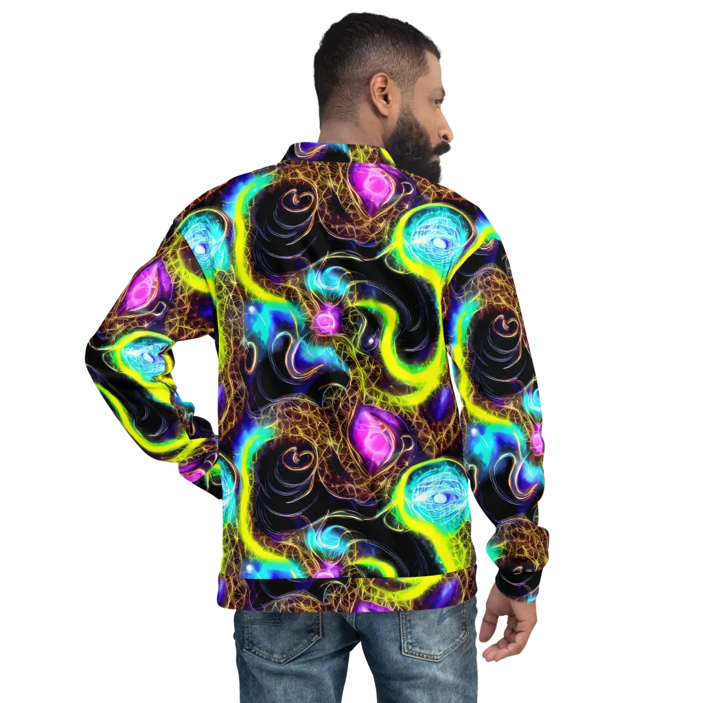 Blacklight Botanica on Bomber Jacket — Back